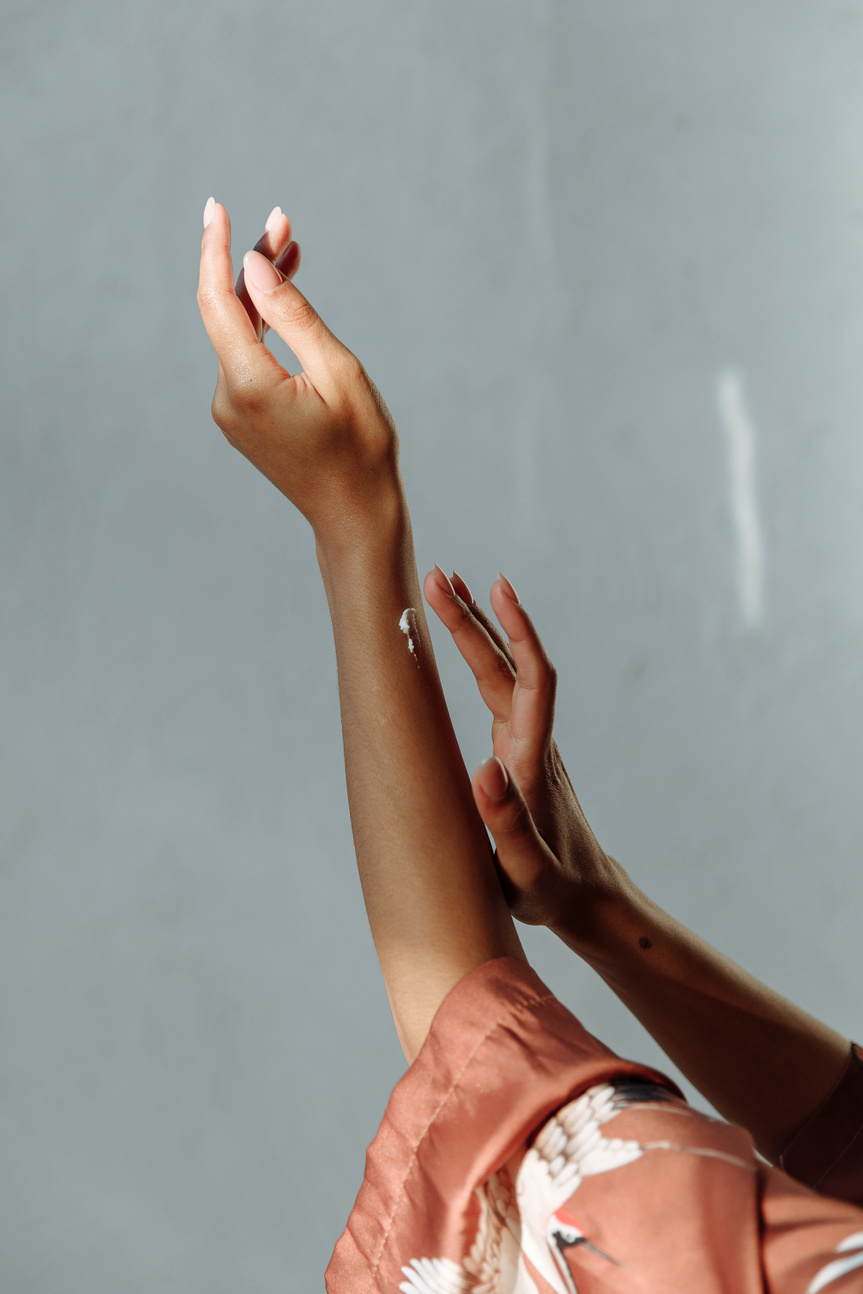 Smearing Arm with Cream In Natural Light 